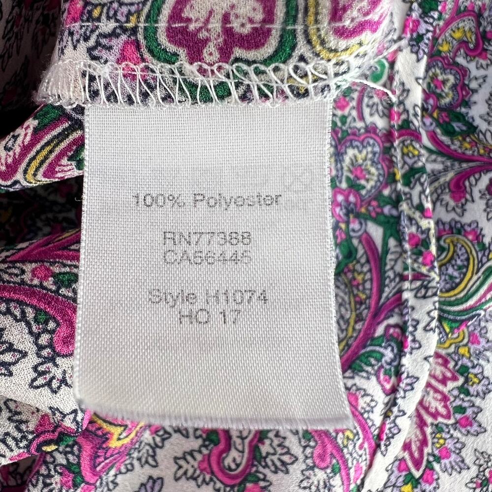 J. Crew Top Women's XS Multi Color Paisley Print Long Sleeve Business Casual - Picture 6 of 9